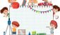 empty-banner-with-school-kids-cartoon-character-free-vector