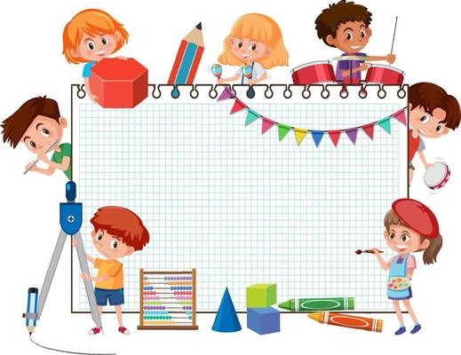 empty-banner-with-school-kids-cartoon-character-free-vector