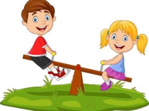 cartoon-kids-playing-on-seesaw-in-the-park-free-vector